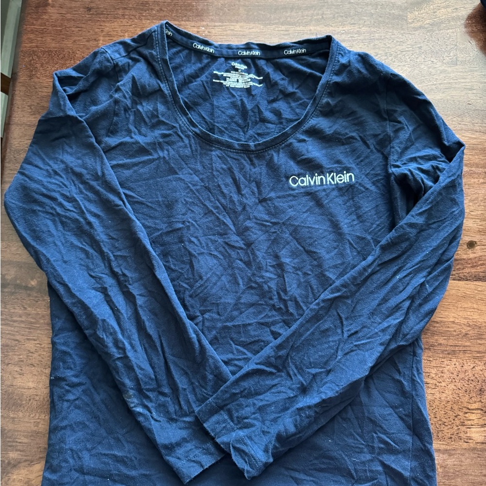 Women’s Calvin Klein Deep Blue Long Sleeve Pajama Shirt